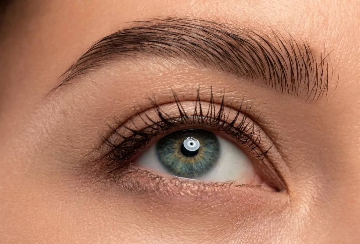Detalle del párpado inferior con bolsas en los ojos, antes de una valoración